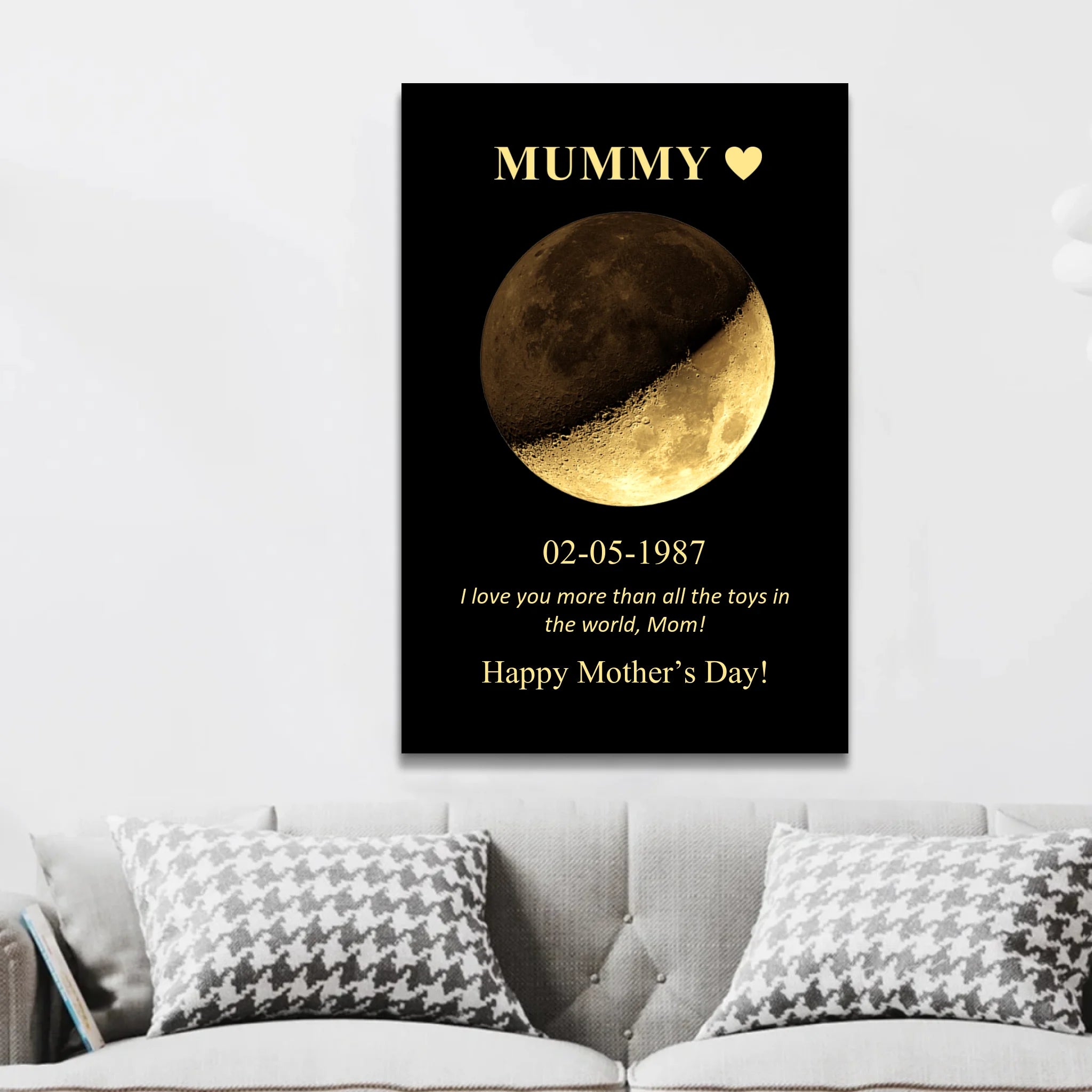 Personalised Canvas "Moon Phase For Mum And Dad"