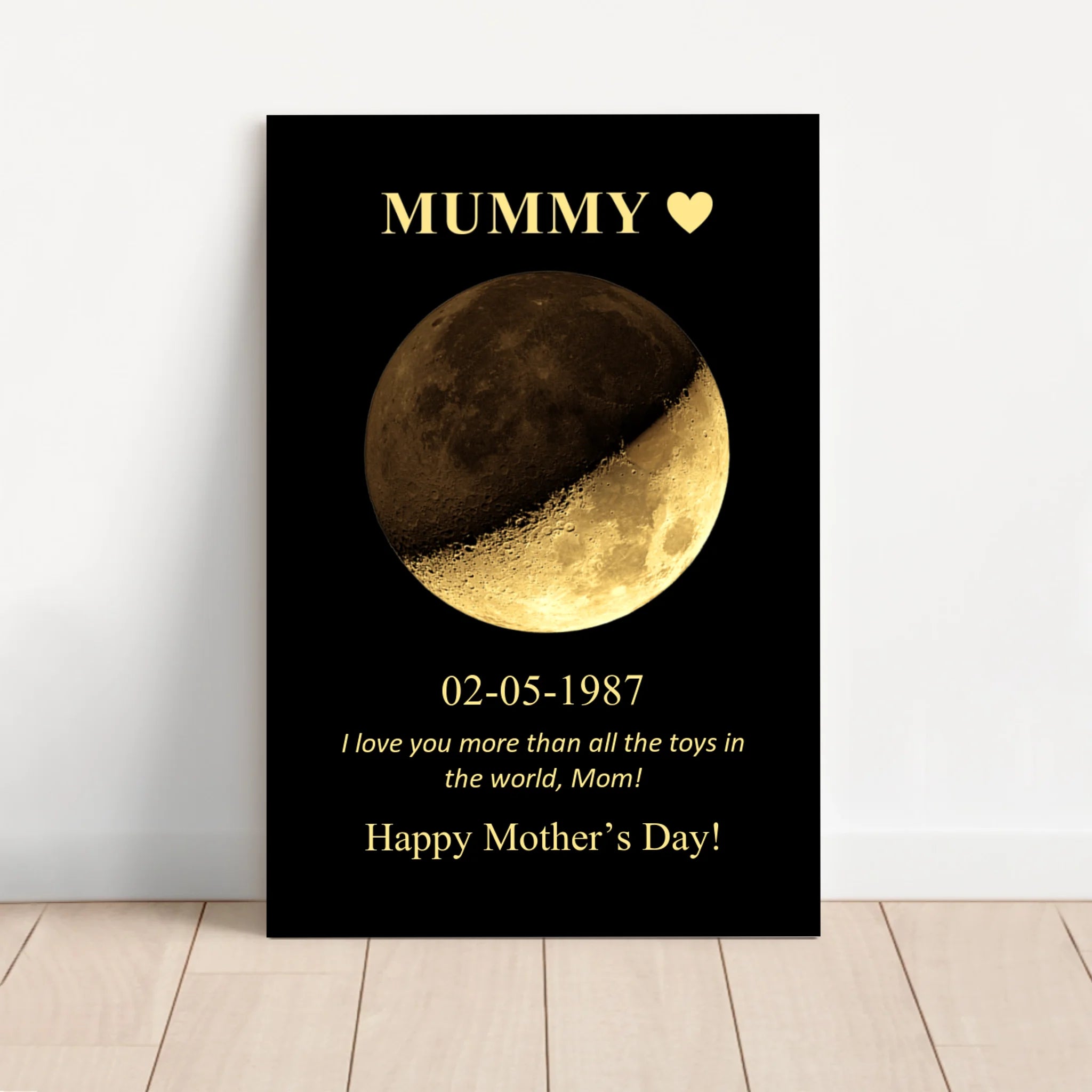 Personalised Canvas "Moon Phase For Mum And Dad"