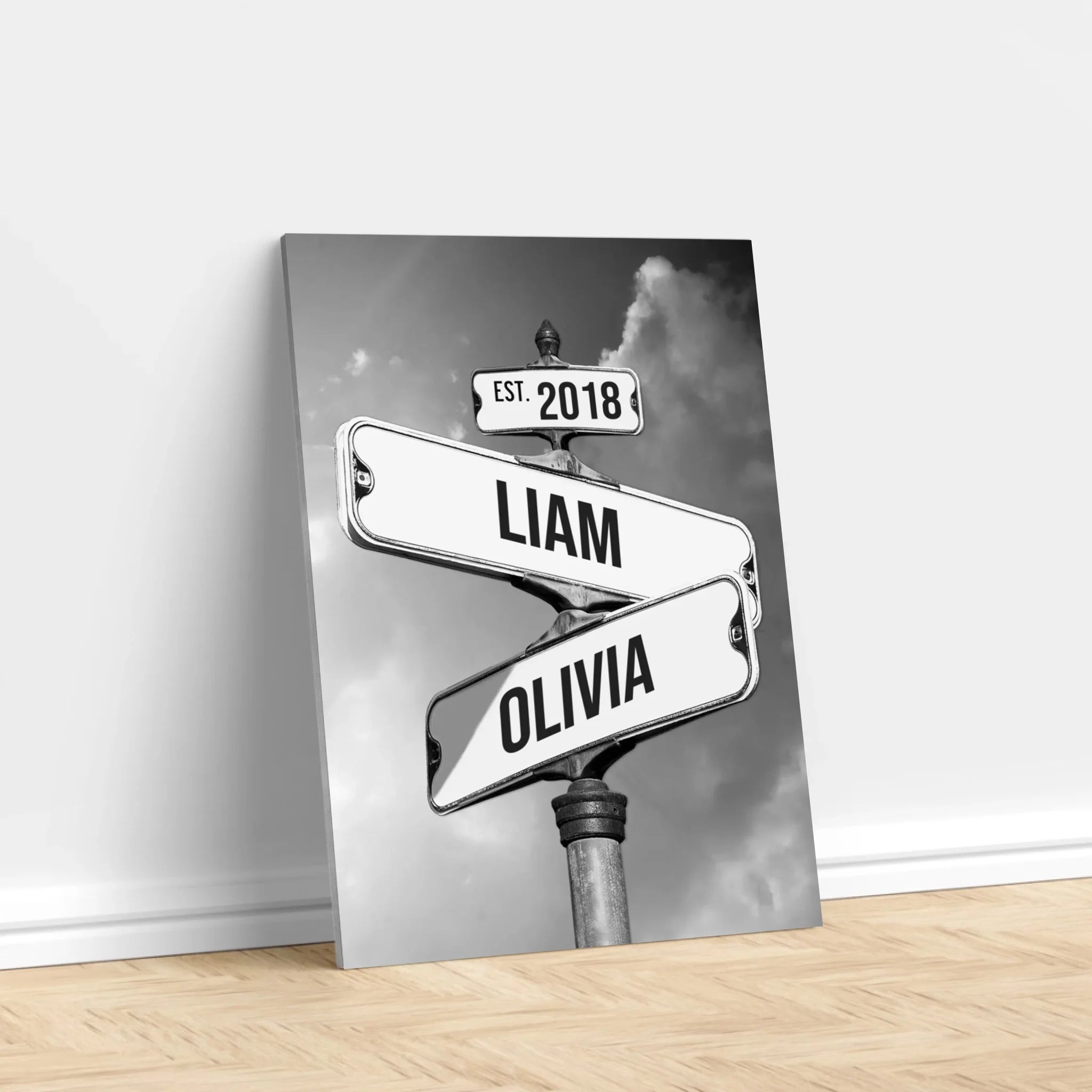 Personalised Canvas "Vintage Street Sign for couples"
