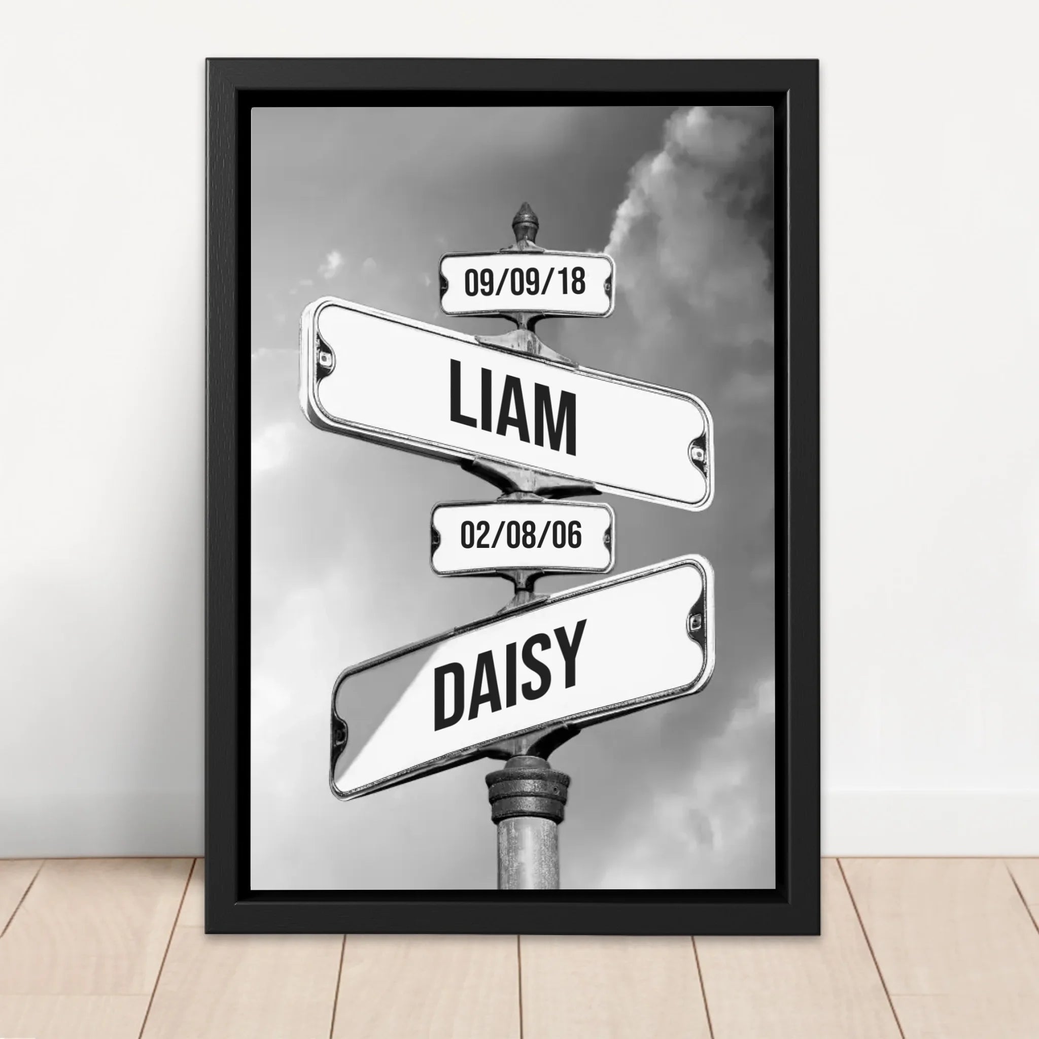 Personalised Canvas "Vintage Street Sign with birth date of the children"