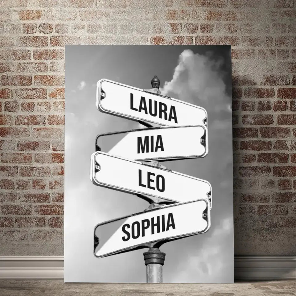 Personalised Canvas "Vintage street sign for families"