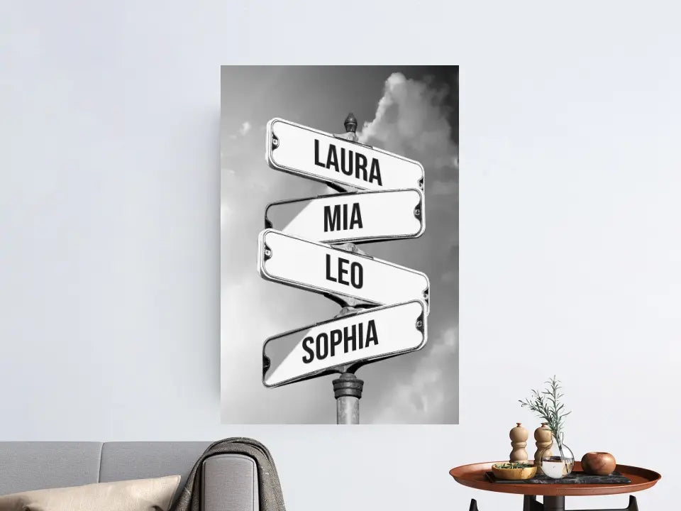 Personalised Canvas "Vintage street sign for families"