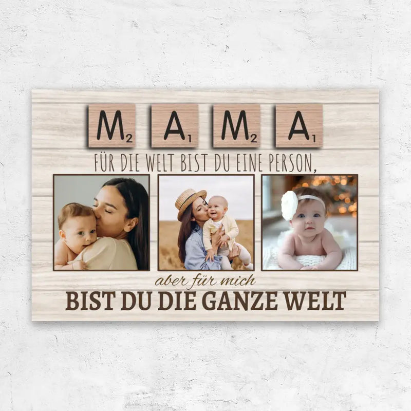 Personalisierte Leinwand "Mama ist die ganze Welt"