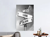 Personalized Canvas "Vintage Street Sign for couples"