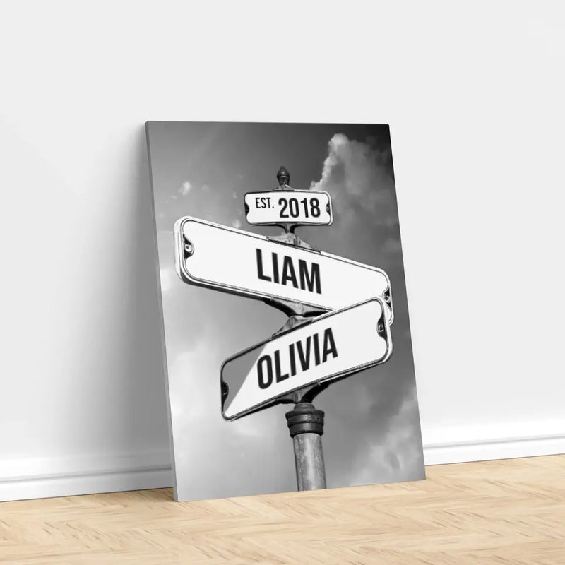 Personalized Canvas "Vintage Street Sign for couples"