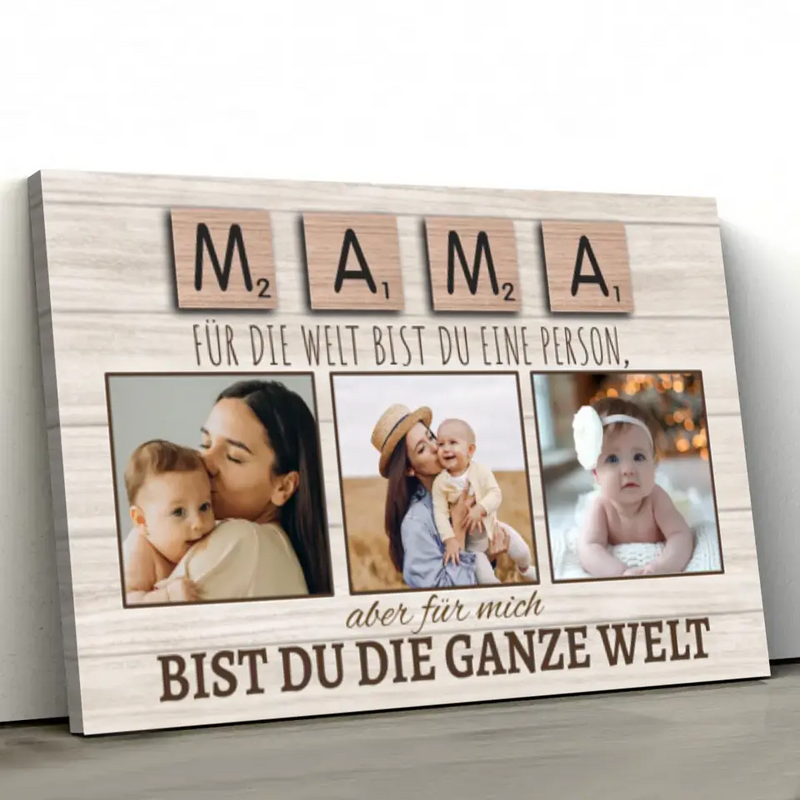 Personalisierte Leinwand "Mama ist die ganze Welt"