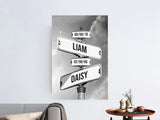 Personalized Canvas "Vintage Street Sign with birth date of the children"