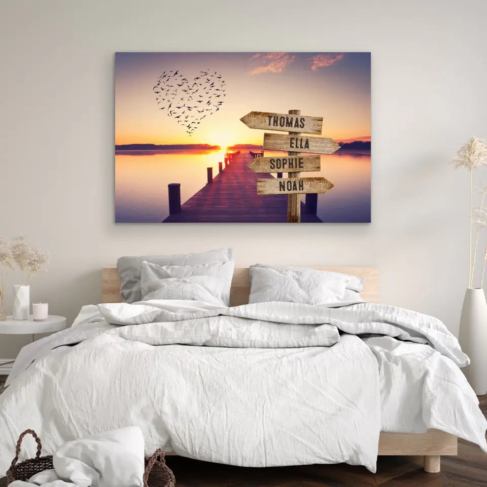 Personalised Canvas "Shared Signpost at the Pier“