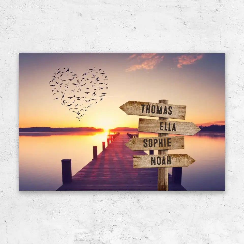 Personalised Canvas "Shared Signpost at the Pier“