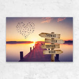 Personalized Canvas "Shared Signpost at the Pier“