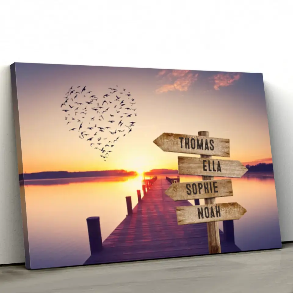 Personalised Canvas "Shared Signpost at the Pier“