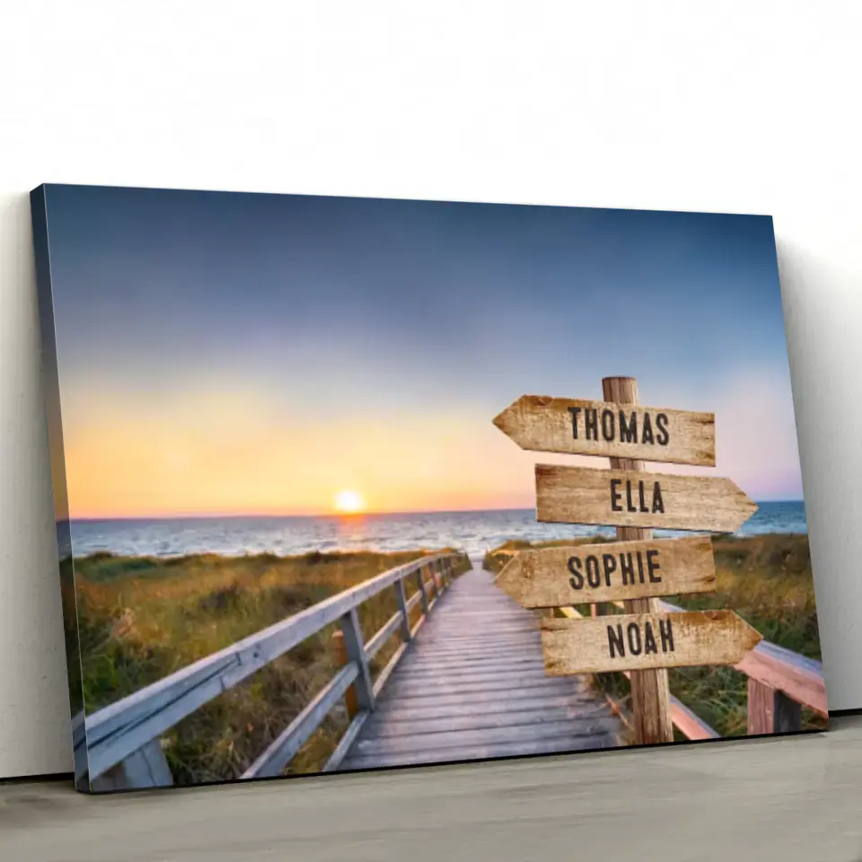 Personalised Canvas "Shared Signpost at the Beach Path“