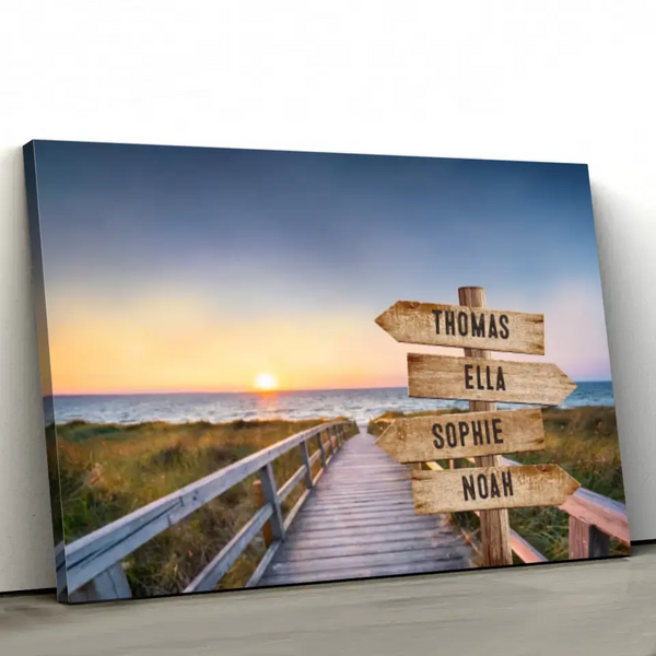 Personalized Canvas "Shared Signpost at the Beach Path“