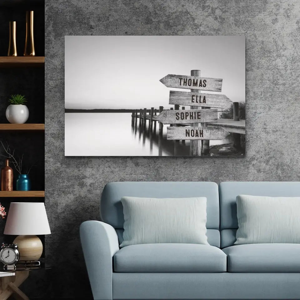 Personalised Canvas "Shared Signpost at the Lake“