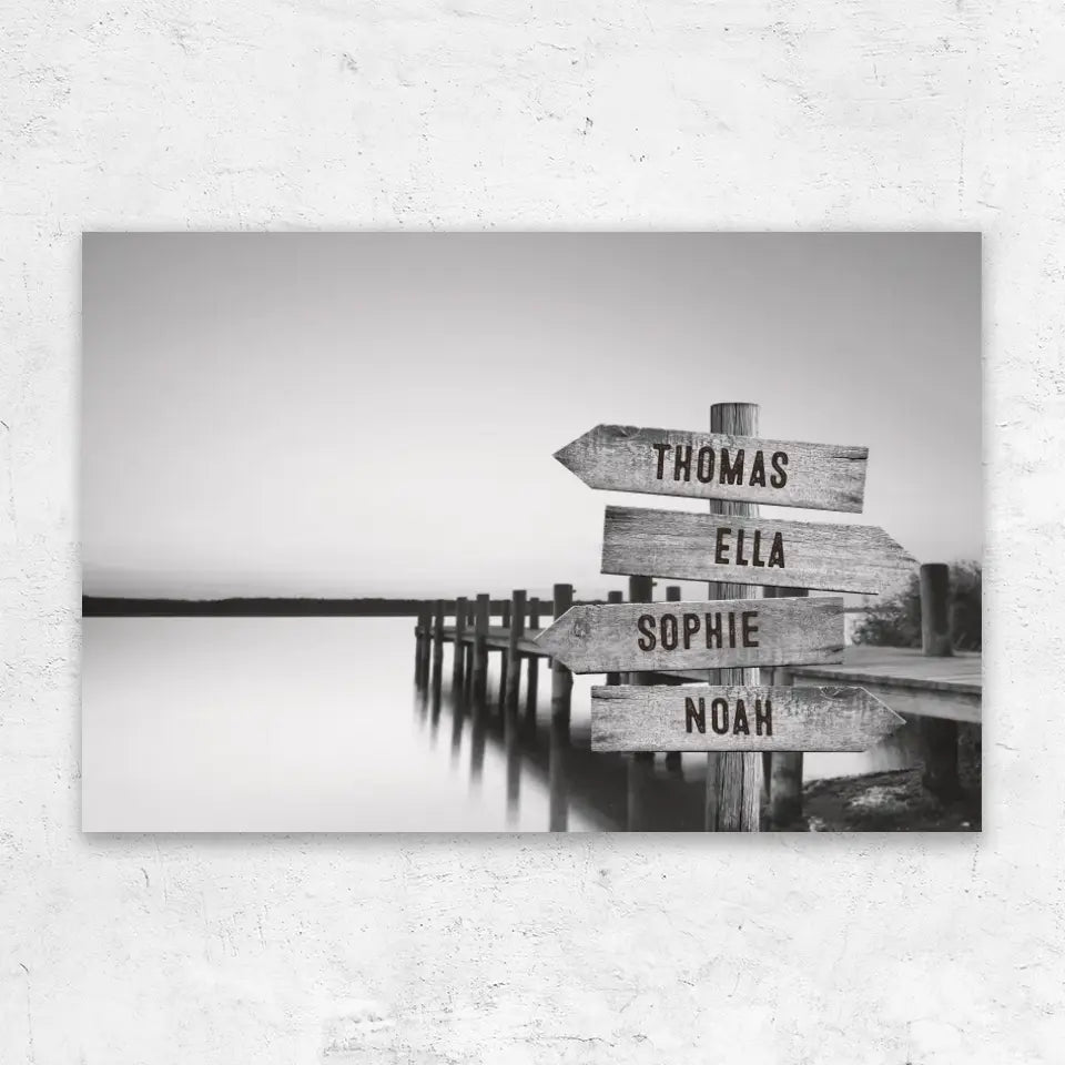 Personalised Canvas "Shared Signpost at the Lake“