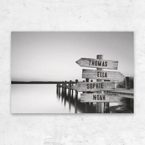 Personalized Canvas "Shared Signpost at the Lake“