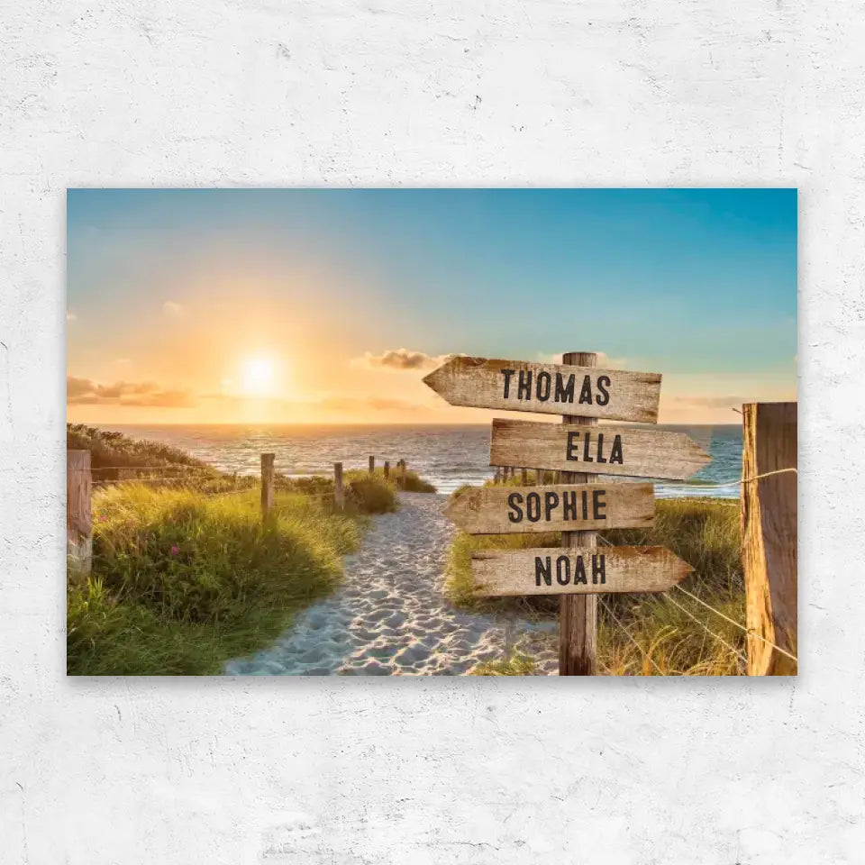 Personalised Canvas "Shared Signpost at the Beach“