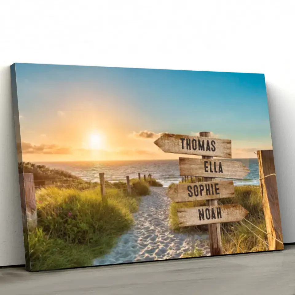 Personalised Canvas "Shared Signpost at the Beach“