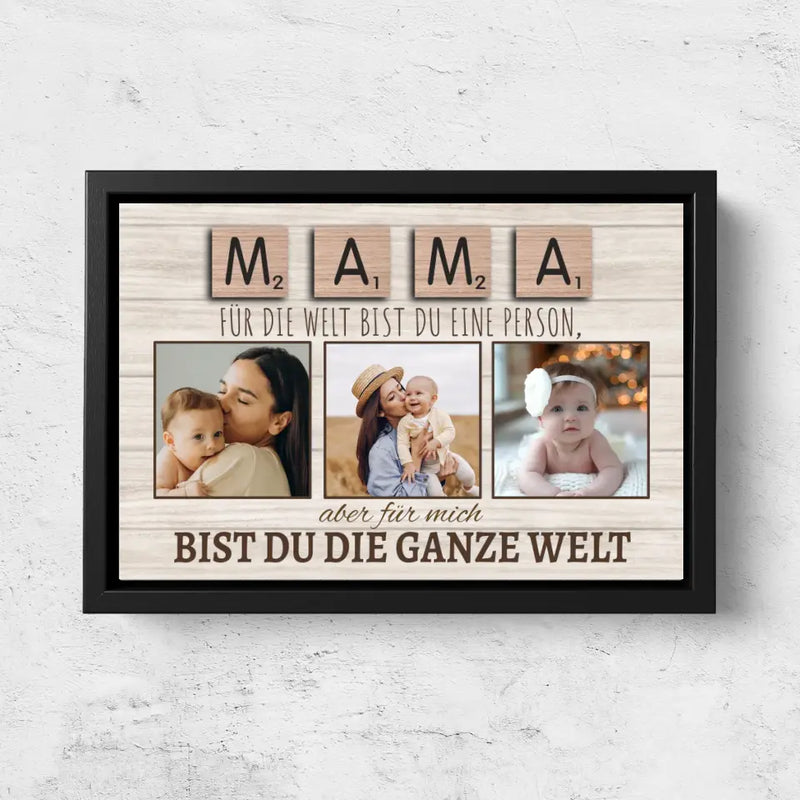 Personalisierte Leinwand "Mama ist die ganze Welt"