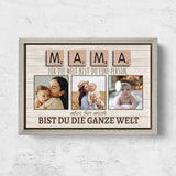 Personalisierte Leinwand "Mama ist die ganze Welt"