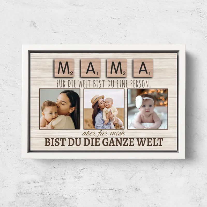 Personalisierte Leinwand "Mama ist die ganze Welt"