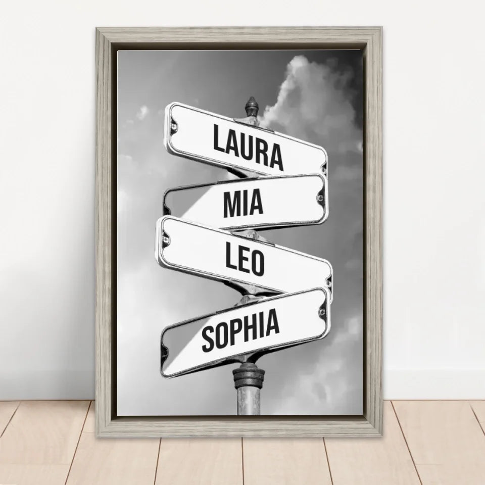 Personalised Canvas "Vintage street sign for families"