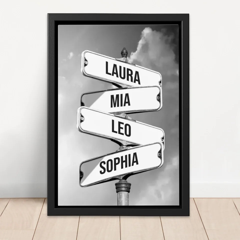 Personalised Canvas "Vintage street sign for families"