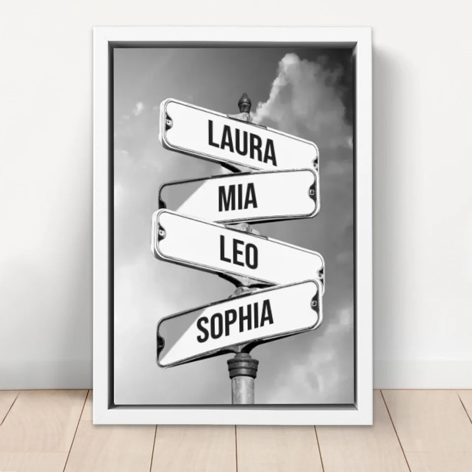 Personalised Canvas "Vintage street sign for families"