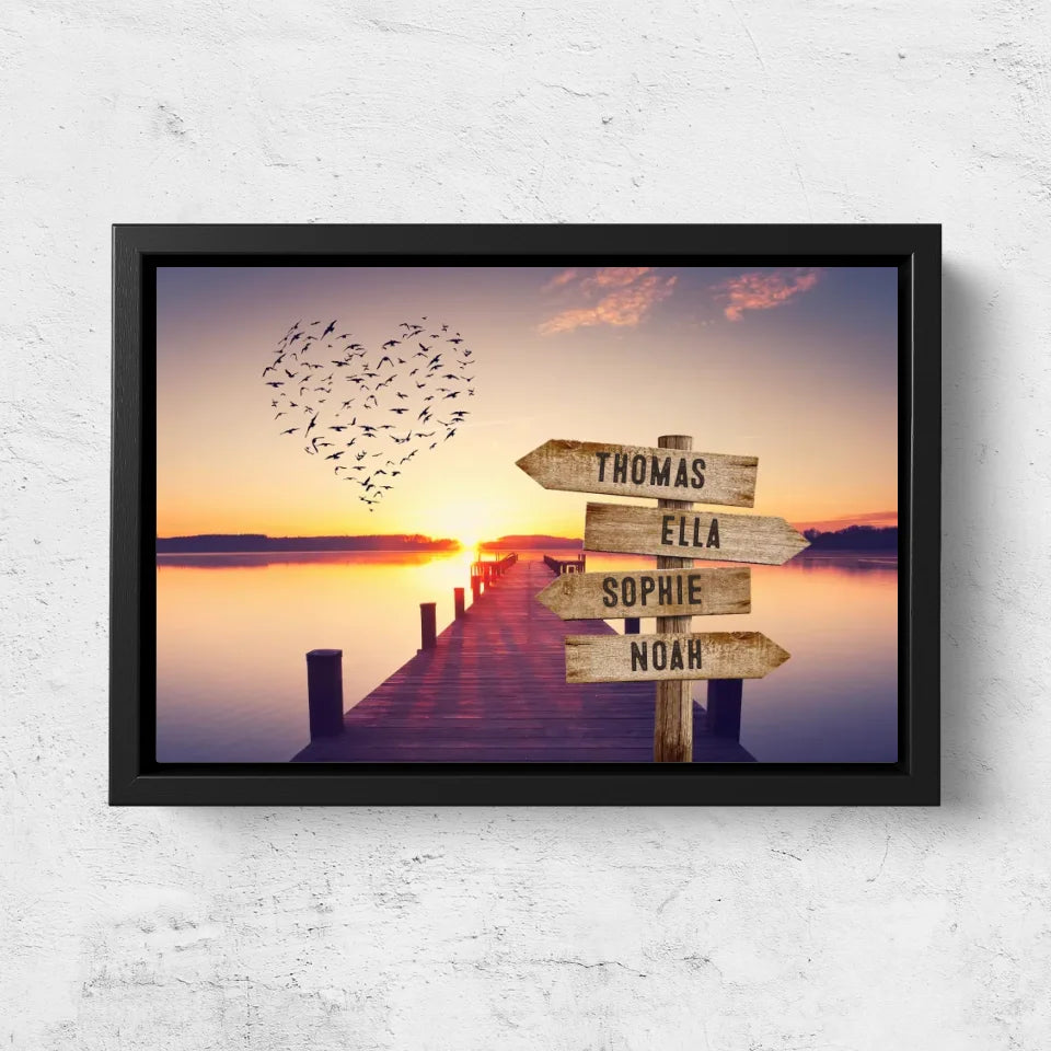 Personalised Canvas "Shared Signpost at the Pier“