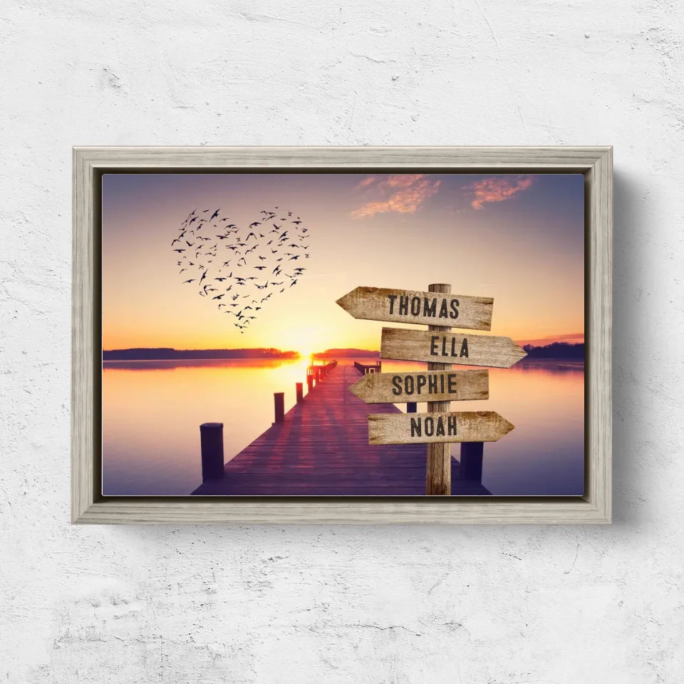 Personalised Canvas "Shared Signpost at the Pier“