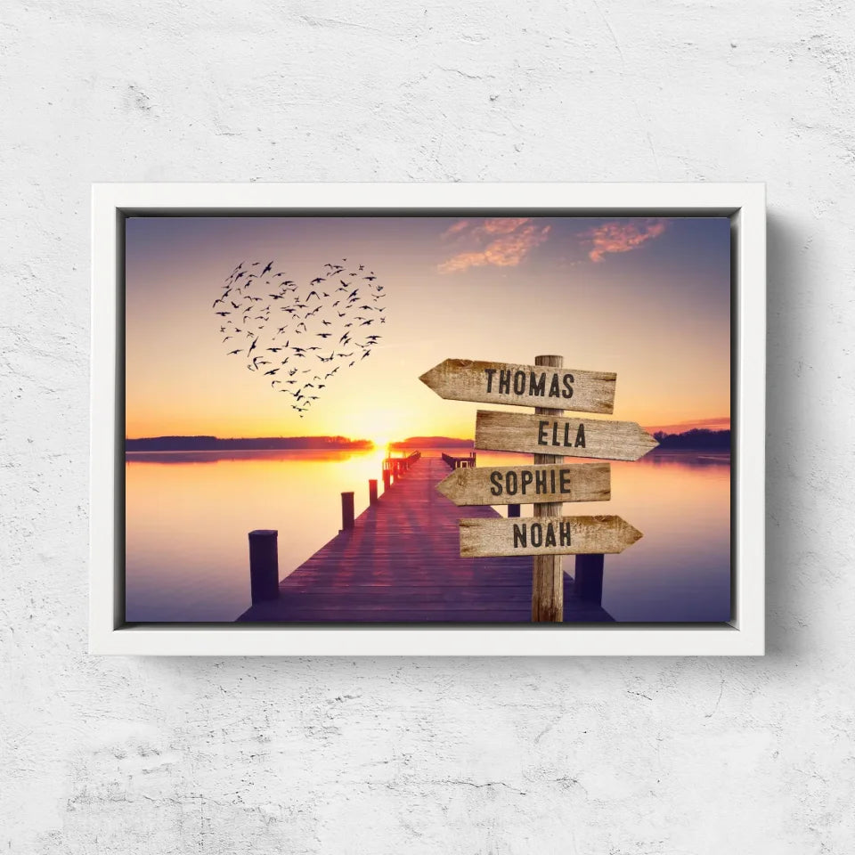 Personalised Canvas "Shared Signpost at the Pier“