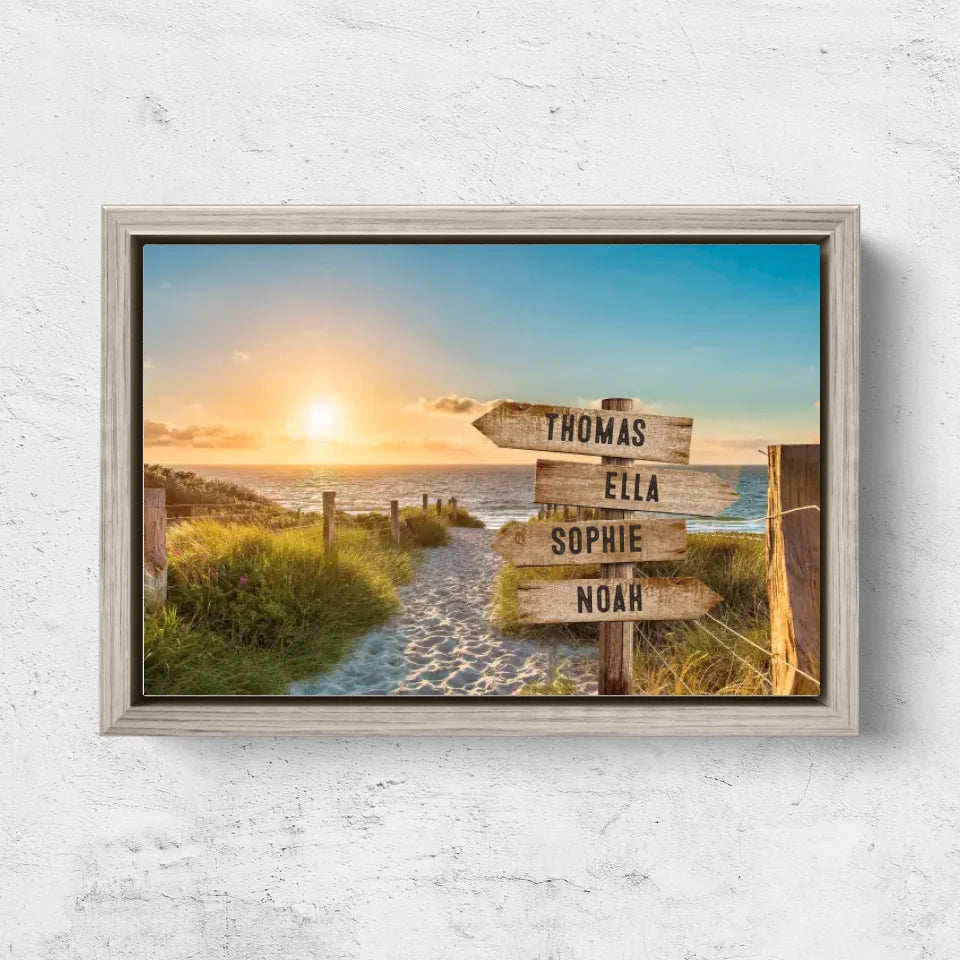 Personalised Canvas "Shared Signpost at the Beach“