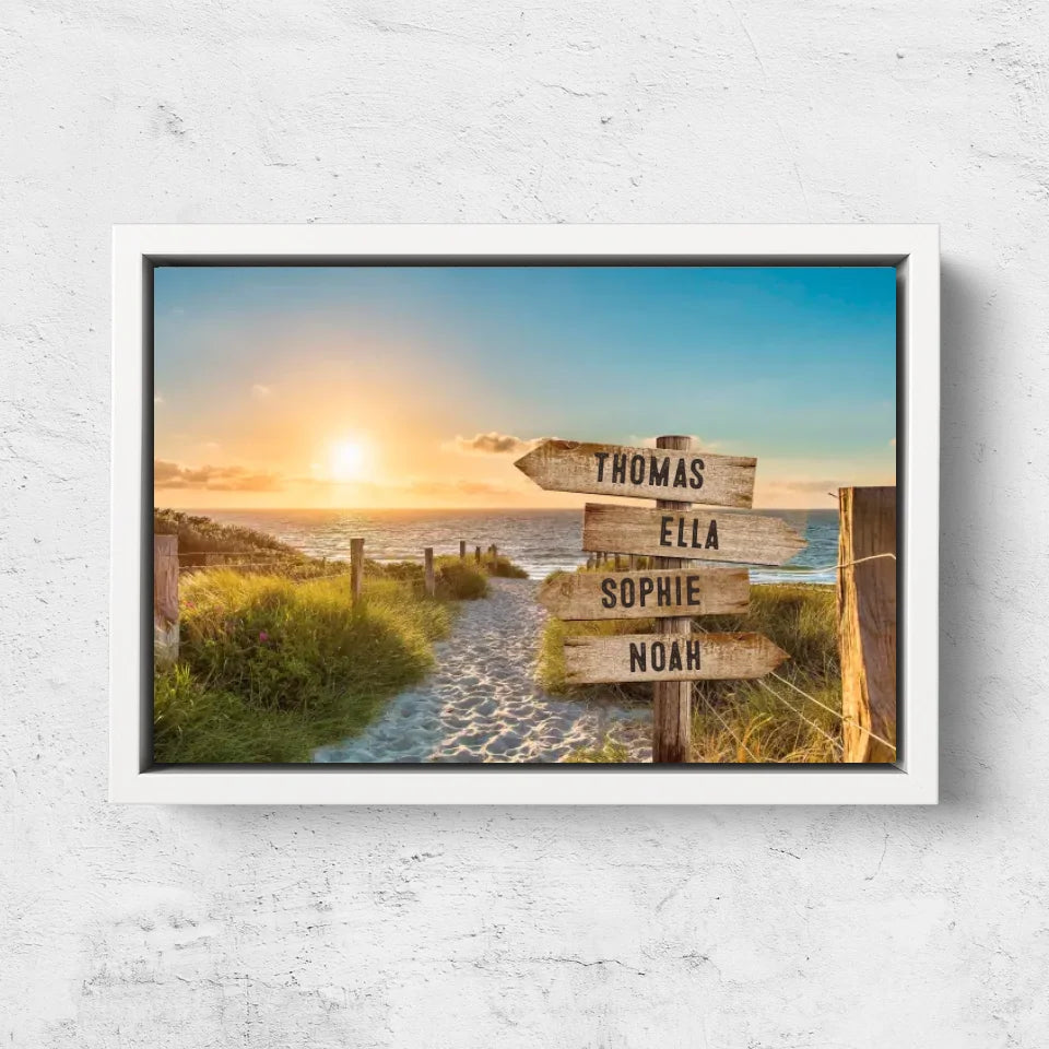 Personalised Canvas "Shared Signpost at the Beach“