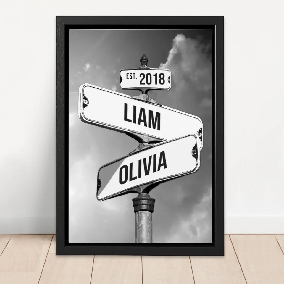 Personalised Canvas "Vintage Street Sign for couples"