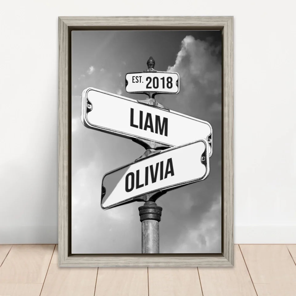 Personalised Canvas "Vintage Street Sign for couples"