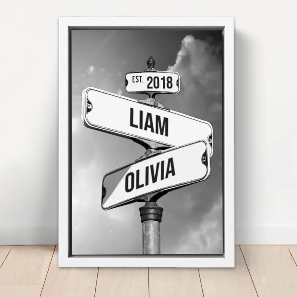 Personalised Canvas "Vintage Street Sign for couples"