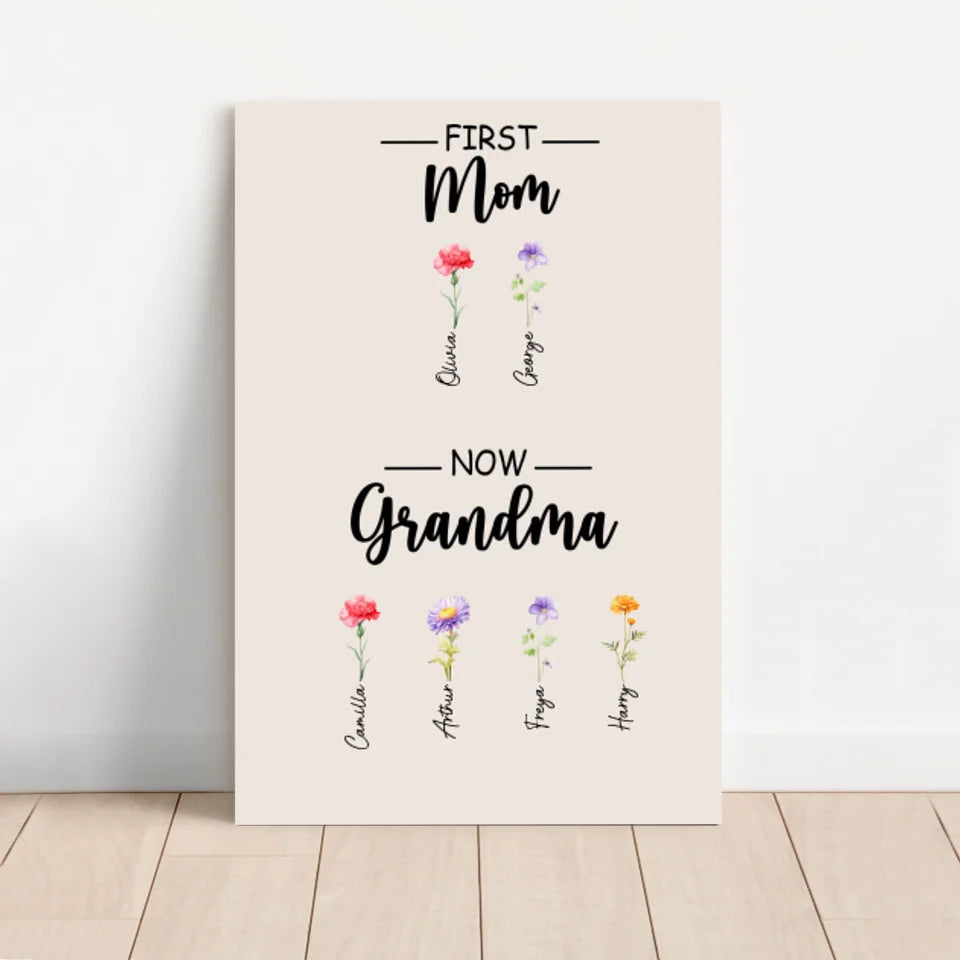 Personalised Canvas "First Mom, now Grandma"